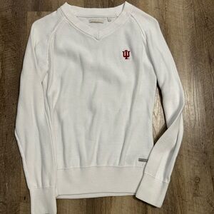 adidas White V-Neck Sweater with IU Emblem